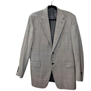 Harry Rosen Italian pure wool black white check plaid preppy jacket blazer IT 50